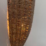 Pair of vintage wall lights, woven rattan, France 1980