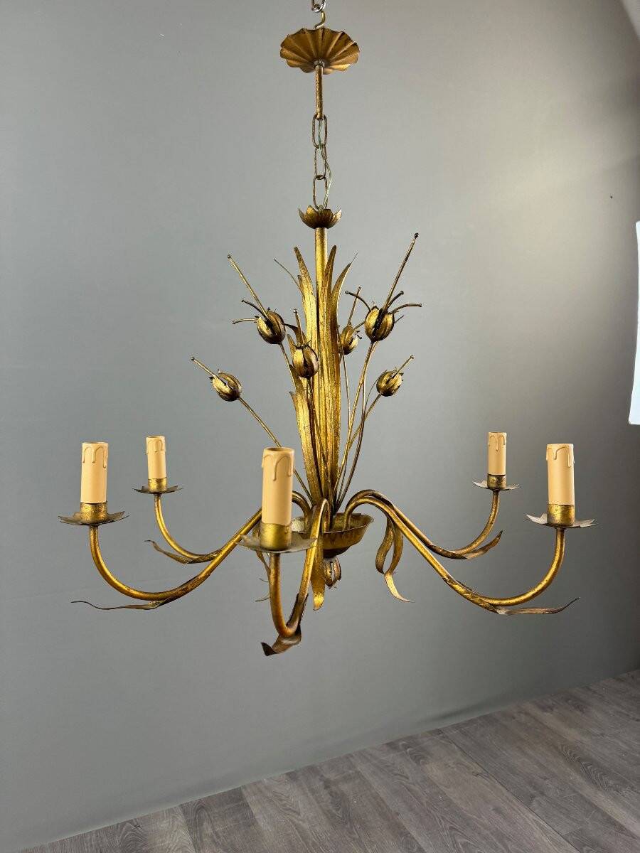 Gilded metal chandelier, Italy, circa 1950