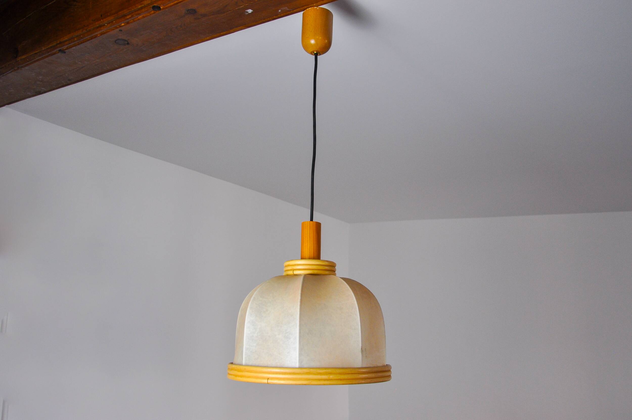 "Cocoon" suspension, resin and pine, Italy, 1970