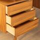 1960s walnut veneer desk with drawers and cabinet