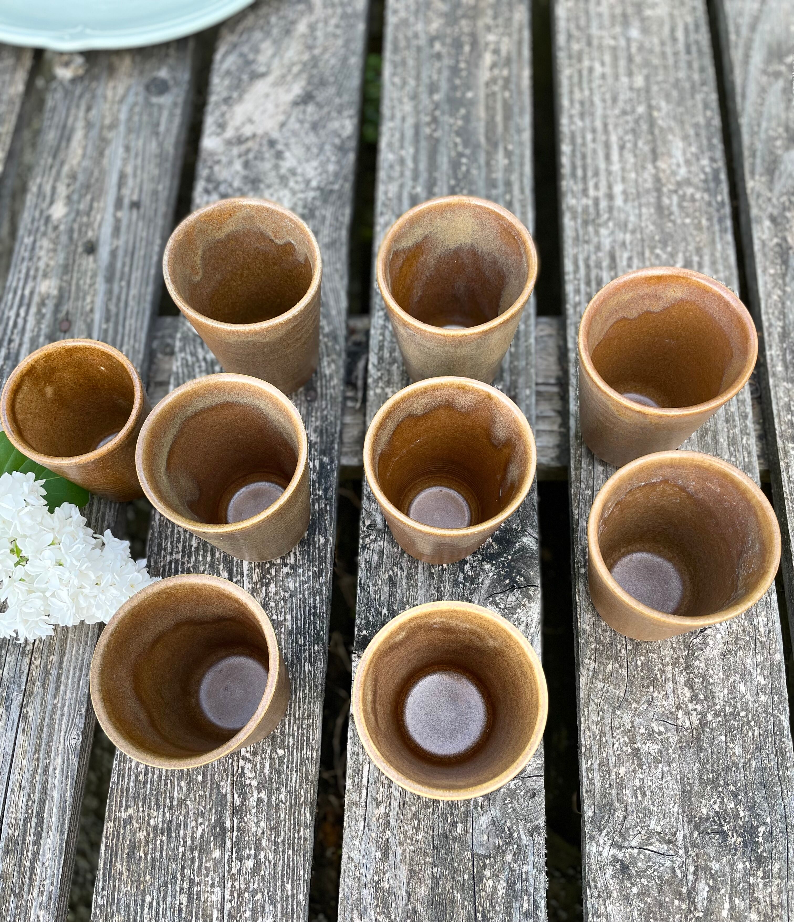 Set of 9 sandstone glasses from the Digoin manufacture