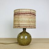 Pyrite stoneware ball lamp with vintage wool lampshade