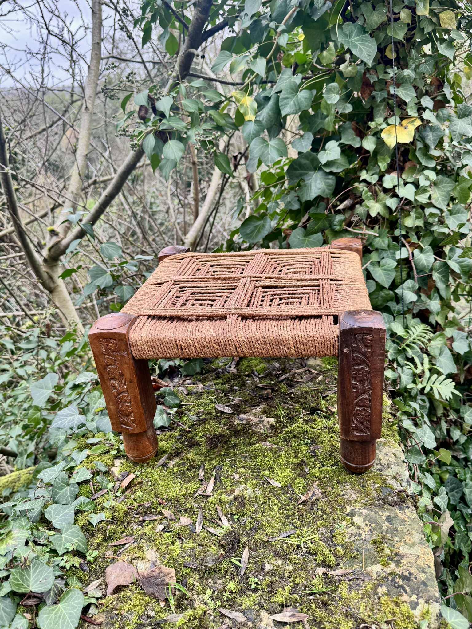 Large Indian rope stool from the early 20th century.