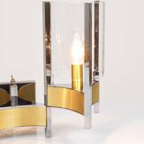 Gaetano Sciolari Large Wall Sconces / Sconces, Chrome, Brass, Glass, 1970s