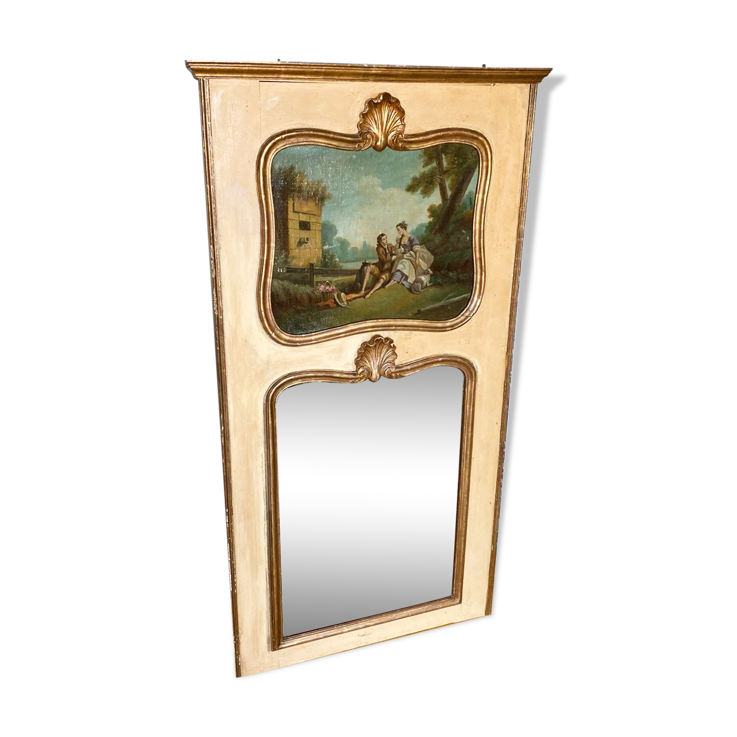 Fireplace trumeau mirror, gilded