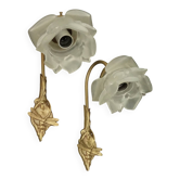 Pair of dragonfly wall sconces from the Art Nouveau period - bronze by Charles Ranc.