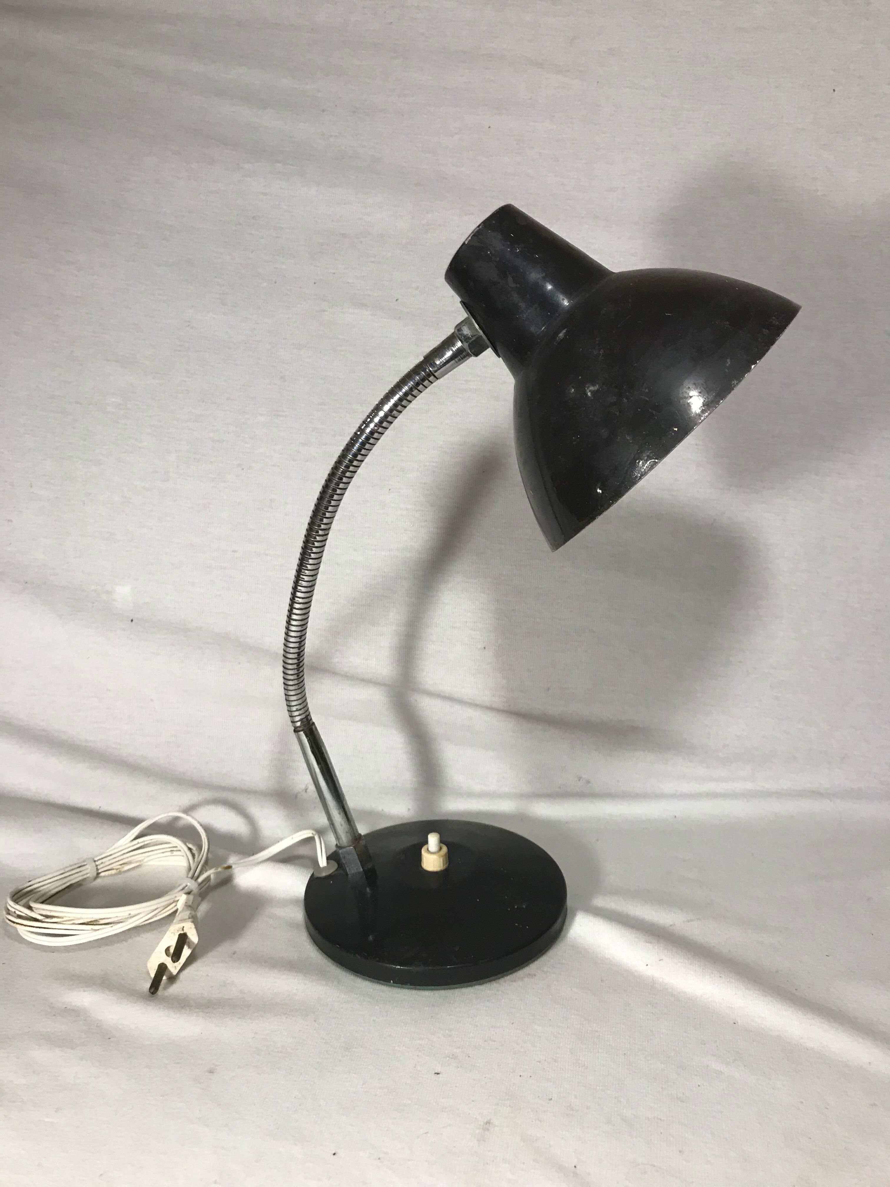 Lamp 70 vintage Brown metal and chrome years flexible table