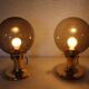 Paire de lampes Space Age en verre fumé