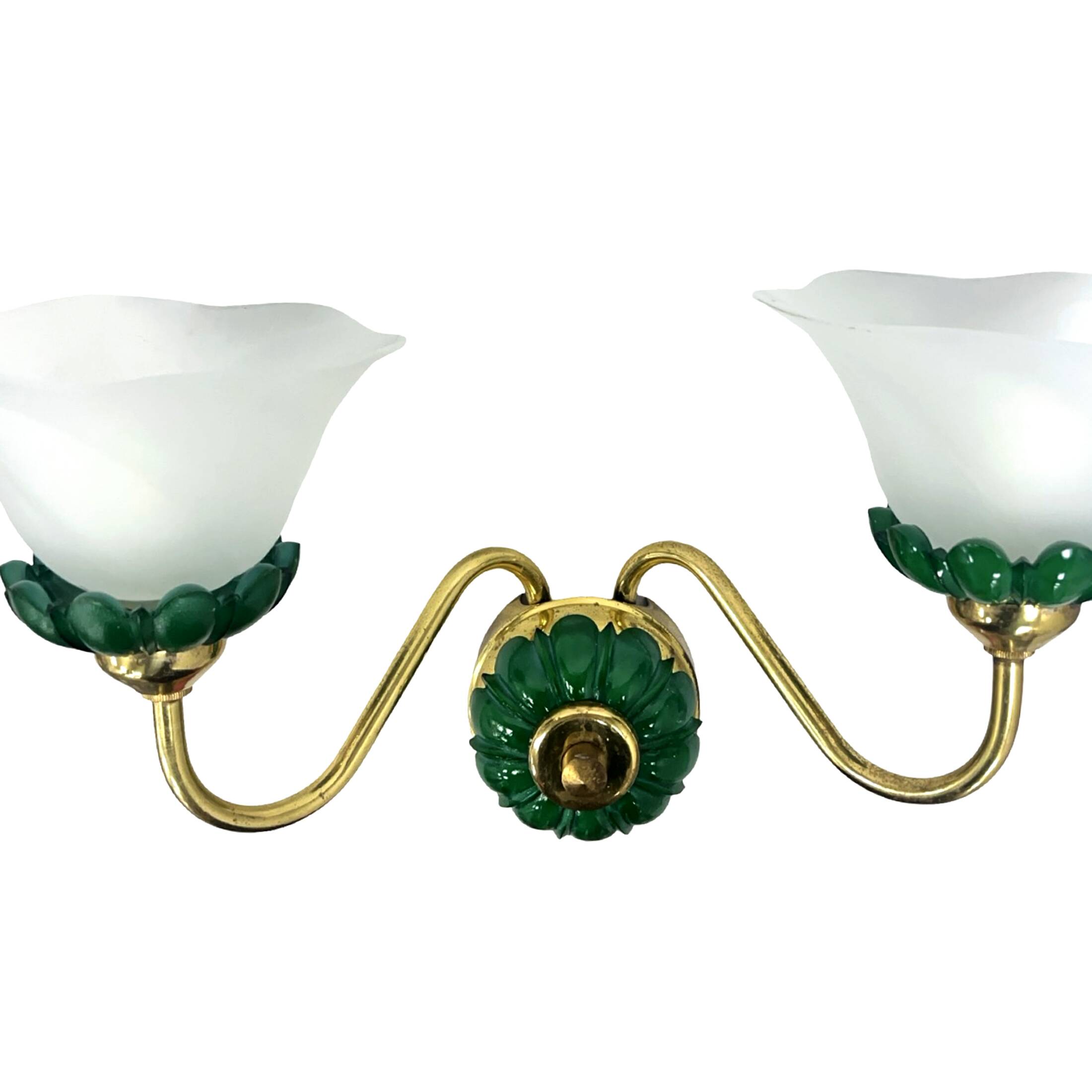 Preciosa double wall lamp | czechoslovakia 1980s | malachite glass | brass