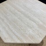 Table octogonale en travertin clair
