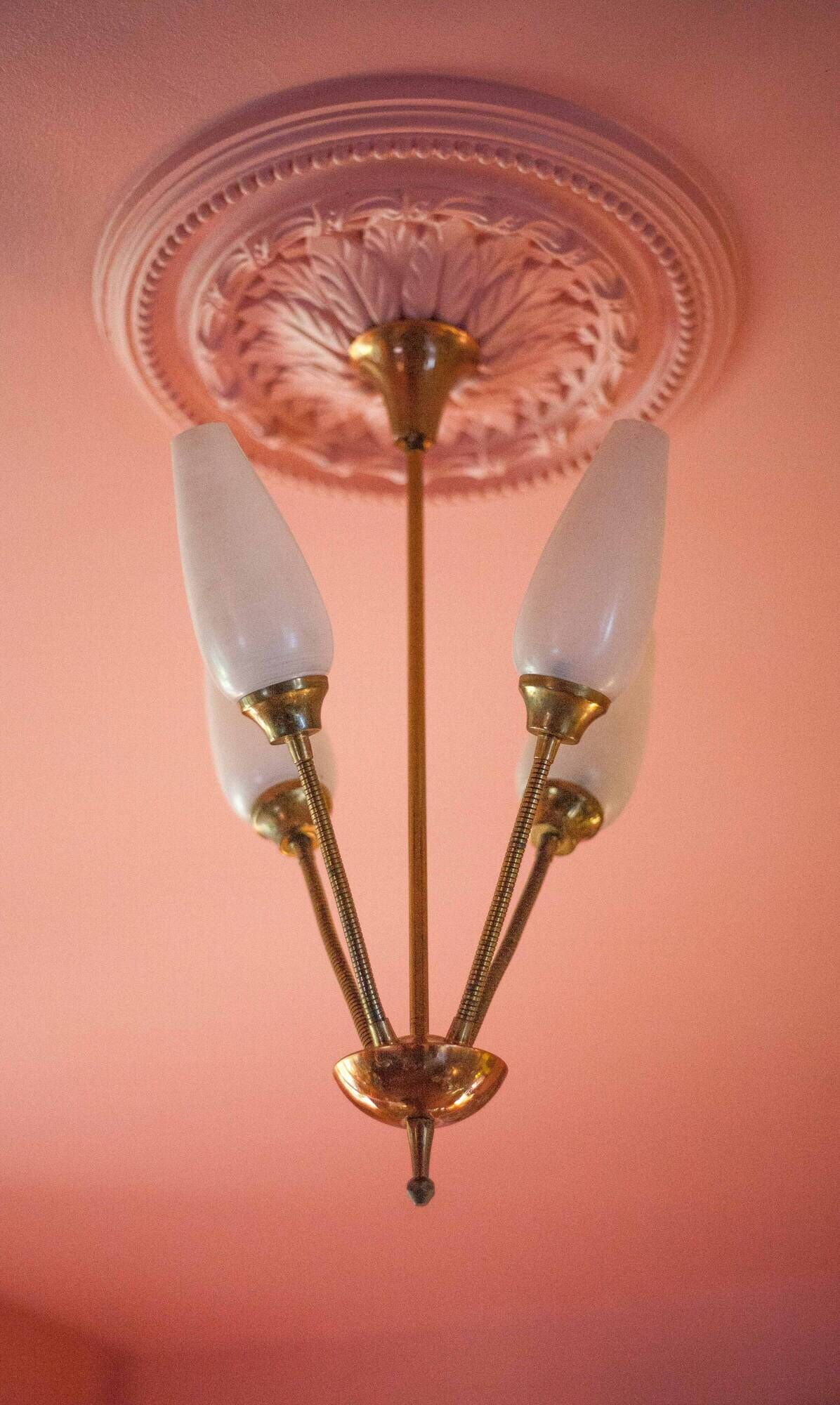 Vintage 4-light pendant light, articulated arm suspension, ceiling lamp, interior decor