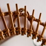 Miroir encadré en rotin et canne