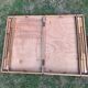Old suitcase, table and stools, vintage wooden picnic