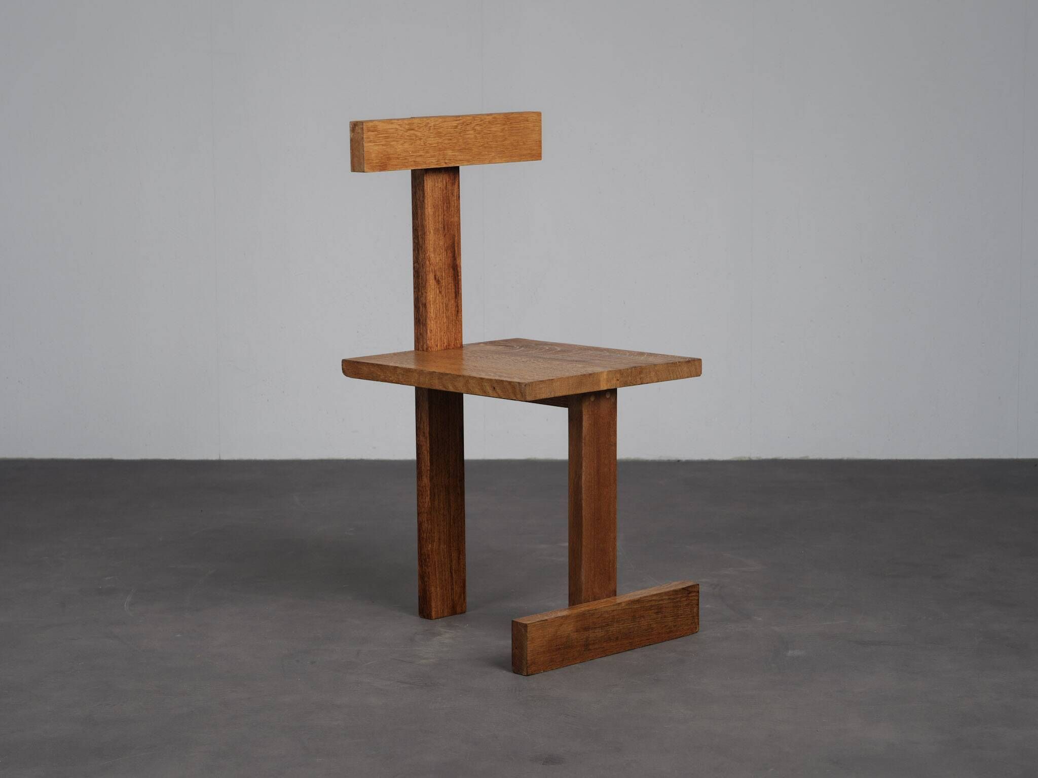 Rare pair of modernist T-back chairs, Netherlands, 1960s