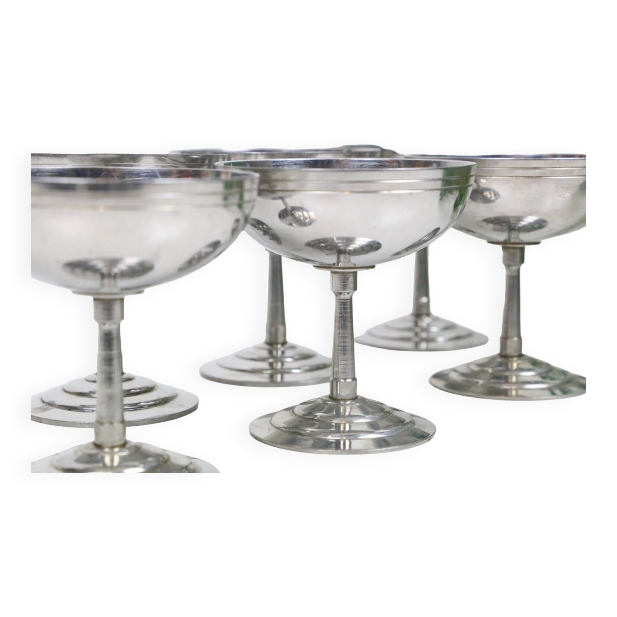 Set of 6 stainless steel bowls by Letang-Remy, vintage French, 1970s