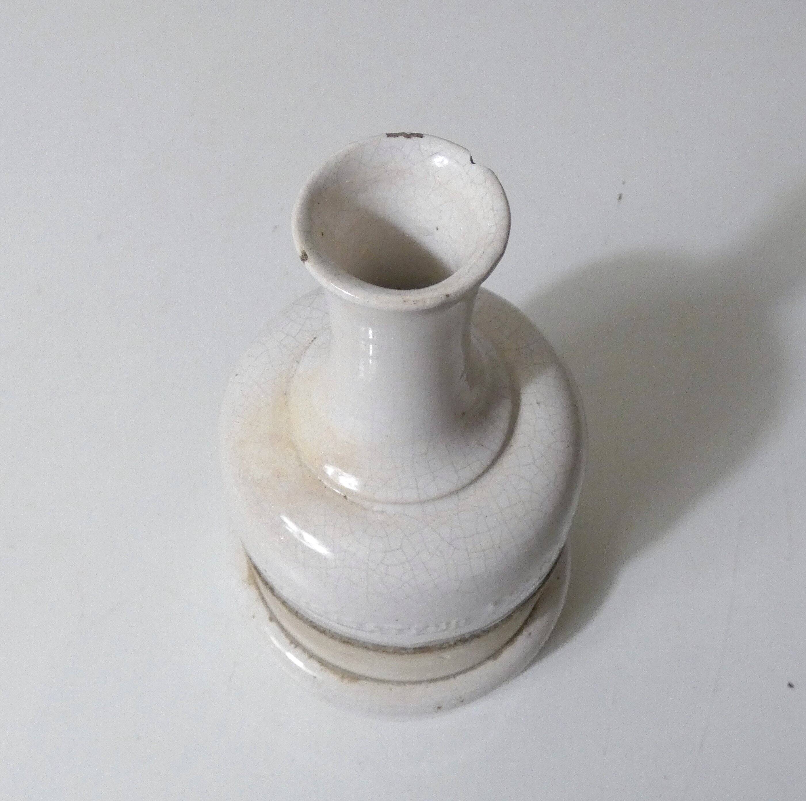 ancient stoneware soliflore vase in white