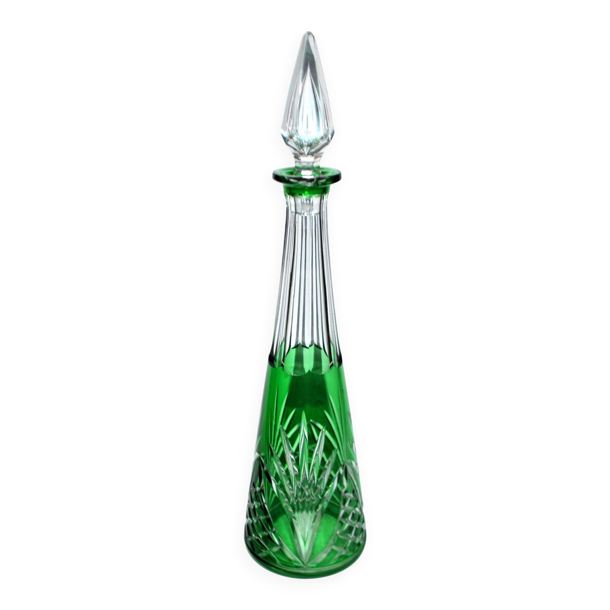 Saint-Louis Moselle crystal carafe with green overlay, size 9408 - H32cm