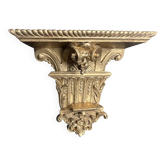 Church wall console shelf in carved gilded wood, 19th century.