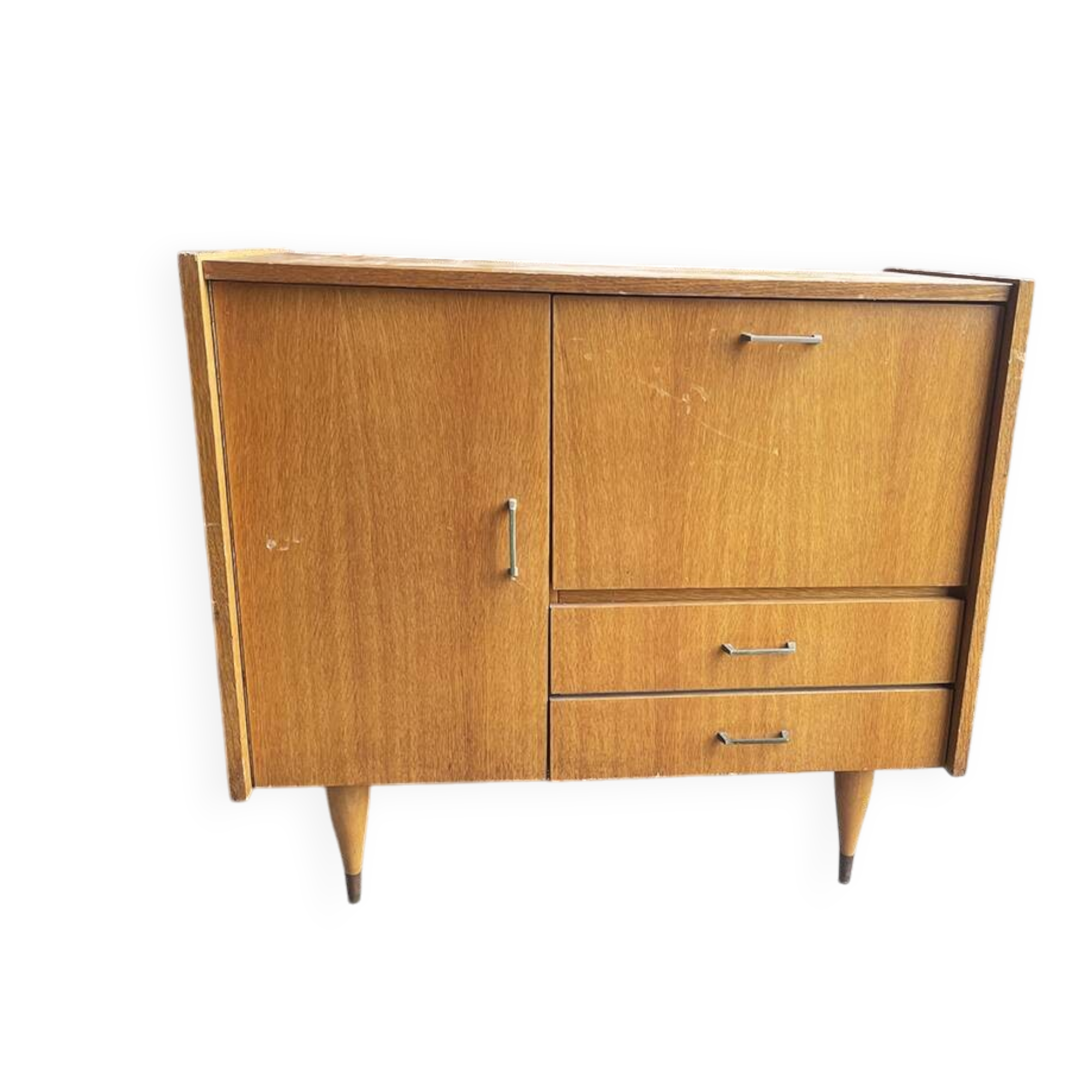 Vintage Scandinavian-style wooden hi-fi cabinet