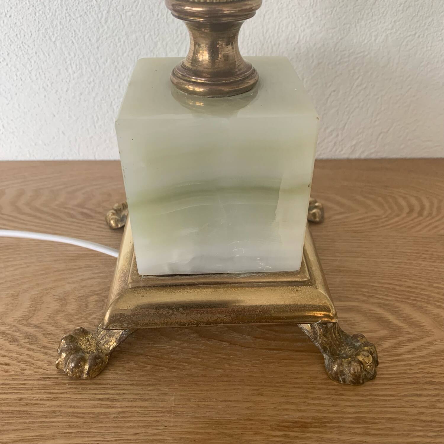 Large Art Deco column lamp metal Onyx frost glass