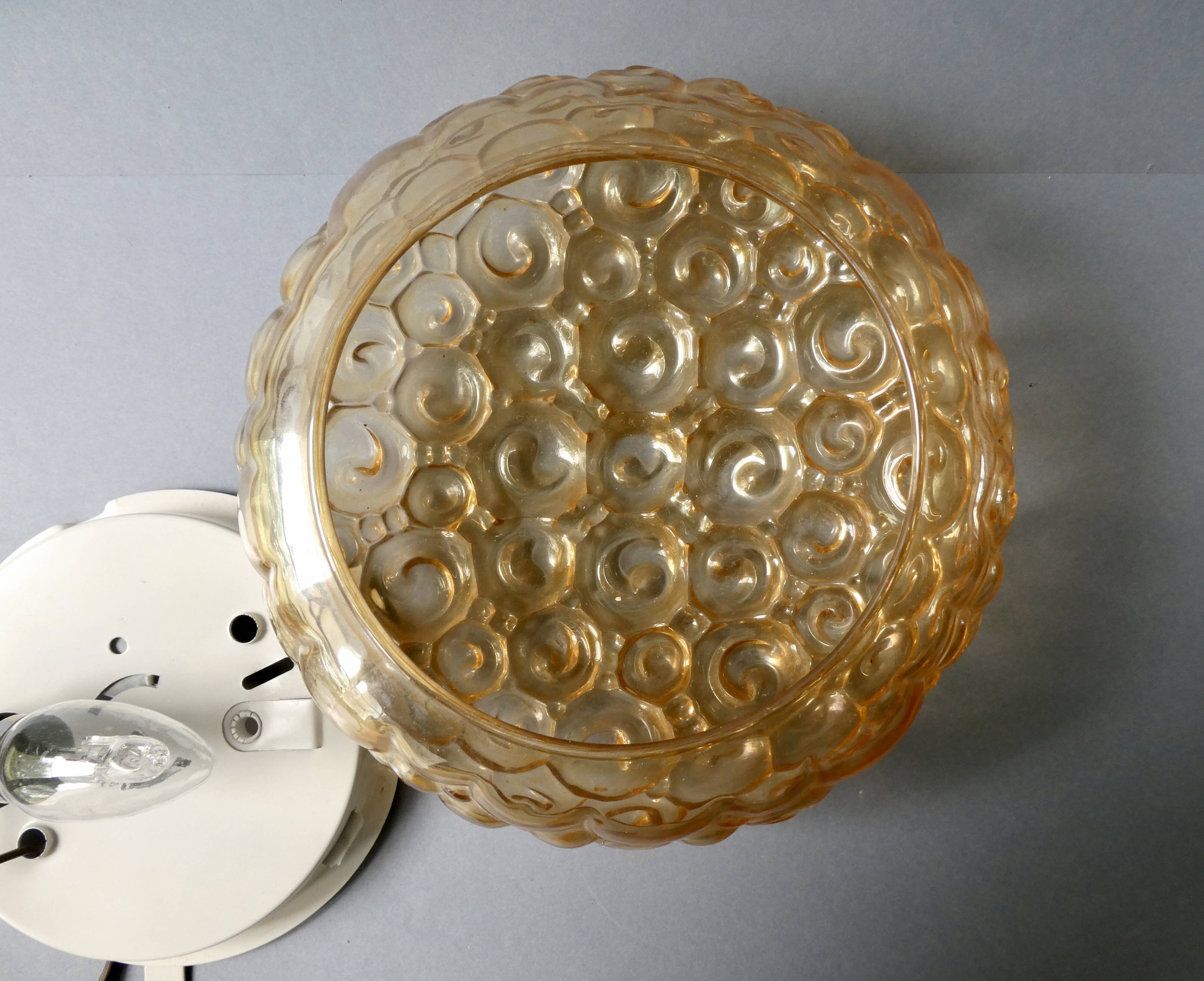 Amber glass ceiling light from the 70s
