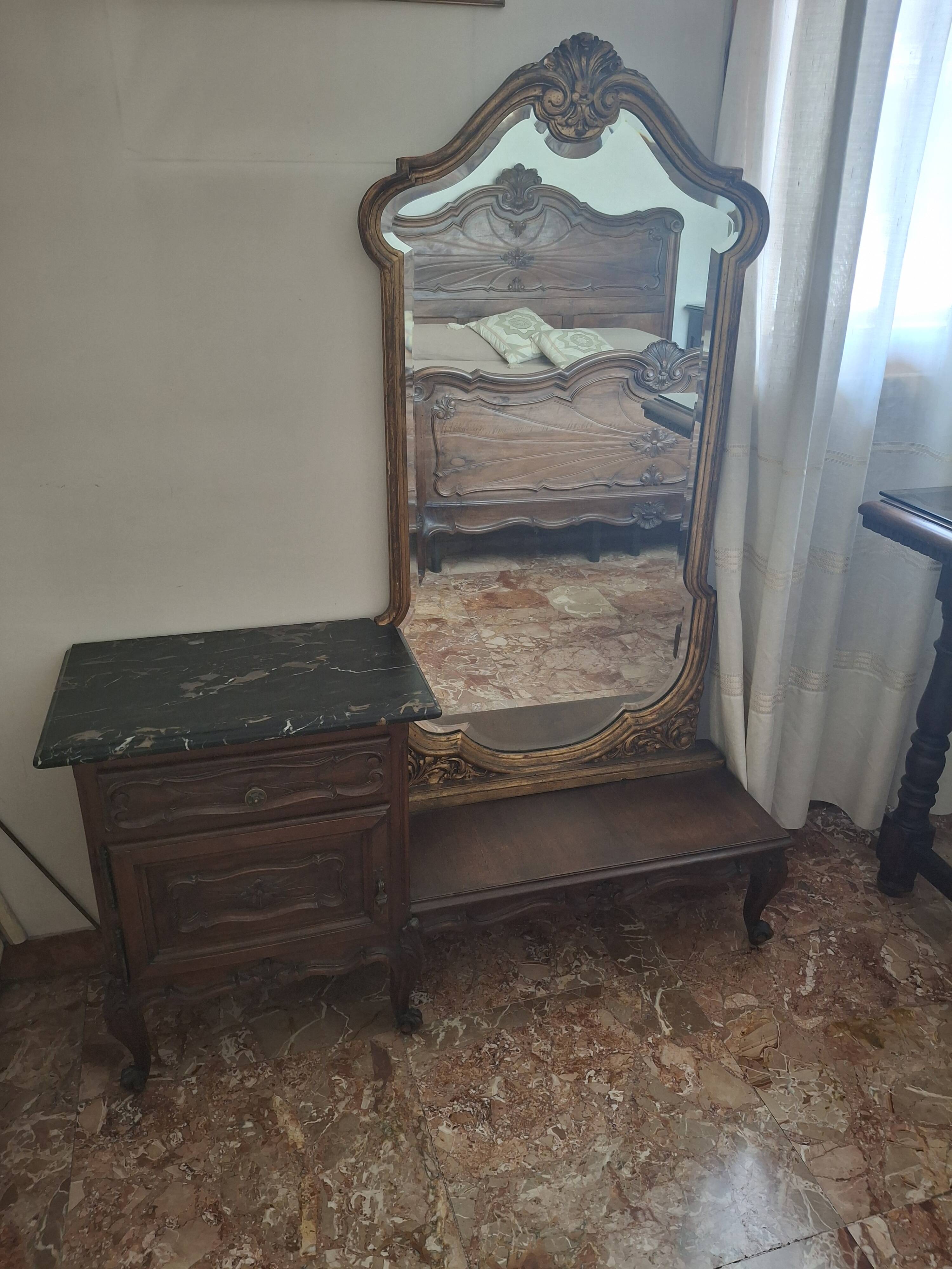 1960s Italian vanity table with large shaped mirror
