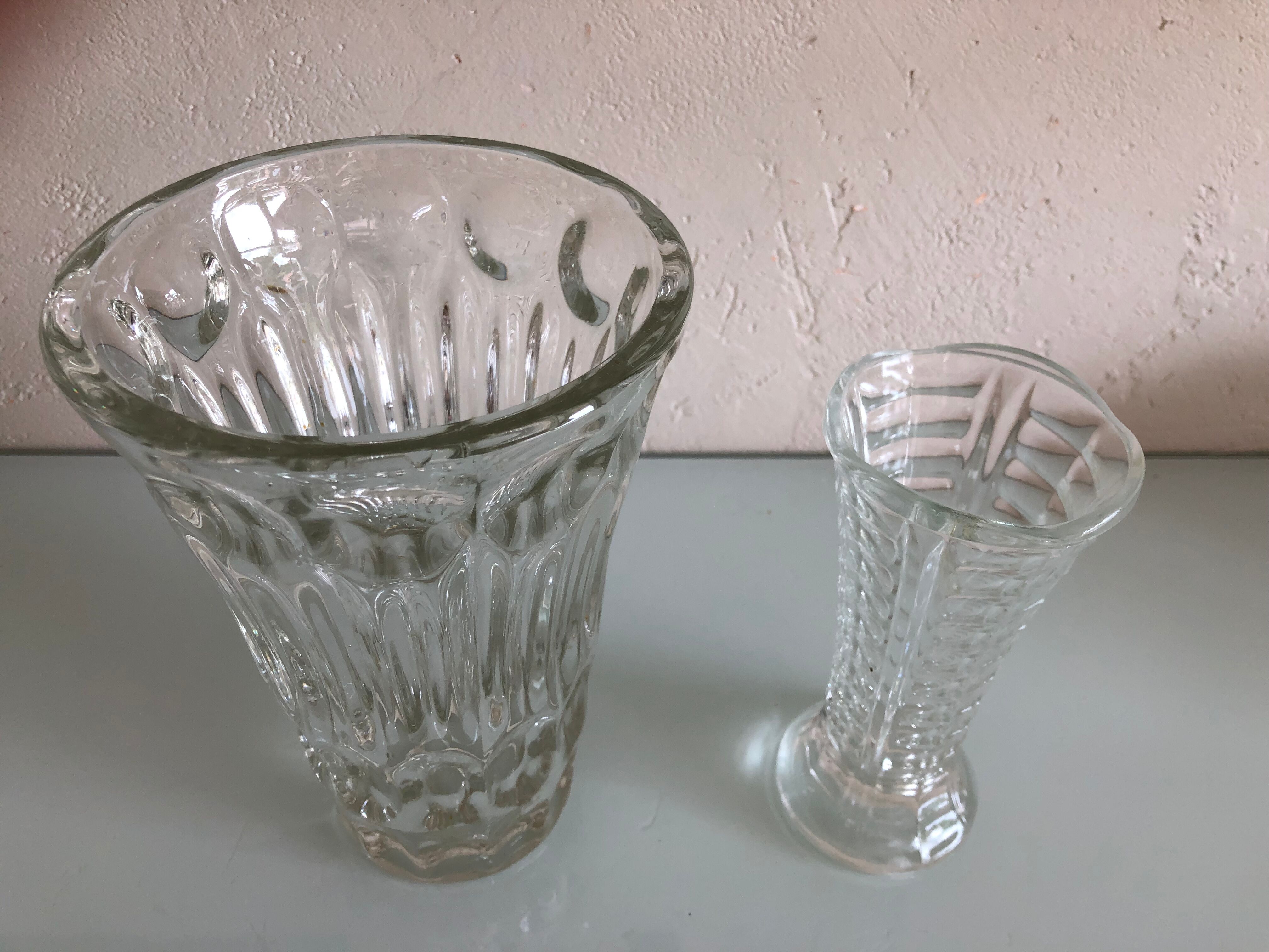 Two vases in cut glass vintage 60s-70s