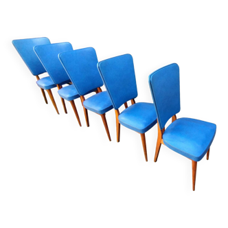 Lot de 5 chaises scandinave année 50/60