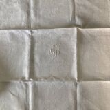 Monogrammed napkins with openwork border and damask linen old linen