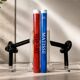 Bookends in plexiglass and knotted black tubes, 1980s design.