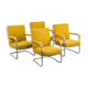 Set of 4 vintage yellow armchairs