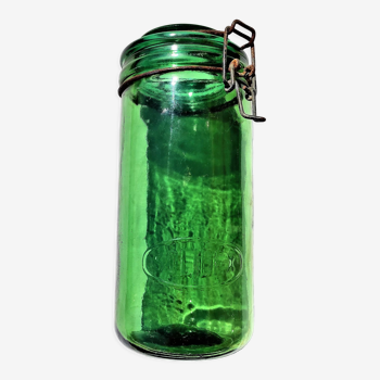 Glass jar with solidex lid old 1.5 liter and 26.5 cm high circa 1920