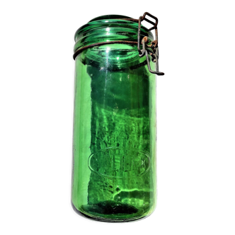 Bocal en verre avec couvercle solidex ancien de 1.5 litre et de 26.5 cm de hauteur vers 1920