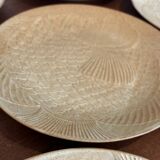 Service 10 assiette plate à poisson vintage grès village made in france - assiette en grès avec relief pour service du poisson