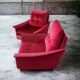 Pair of vintage comfortable armchairs in fabrics probably italian from the 1950s-60s
