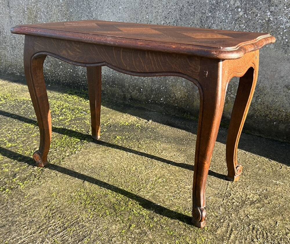 Small coffee or side table, oak, marquetry, Louis XV style, vintage