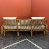 Mid-Century Rattan and Bamboo Canapé, Italy, 1960s