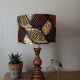 lampe bois tourné massif, imprimé wax ethnique