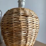 Set of two rattan/wicker bedside lamps