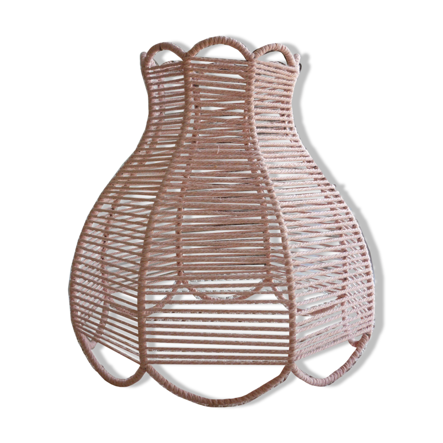 Abat-jour tressé en coton rosé