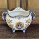 Gien earthenware cache pot from the late 19th century with Renaissance decoration.