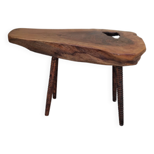 Table basse vintage brutaliste - noyer