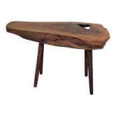 Vintage brutalist coffee table in solid walnut wood