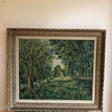 Oil on canvas House by the water