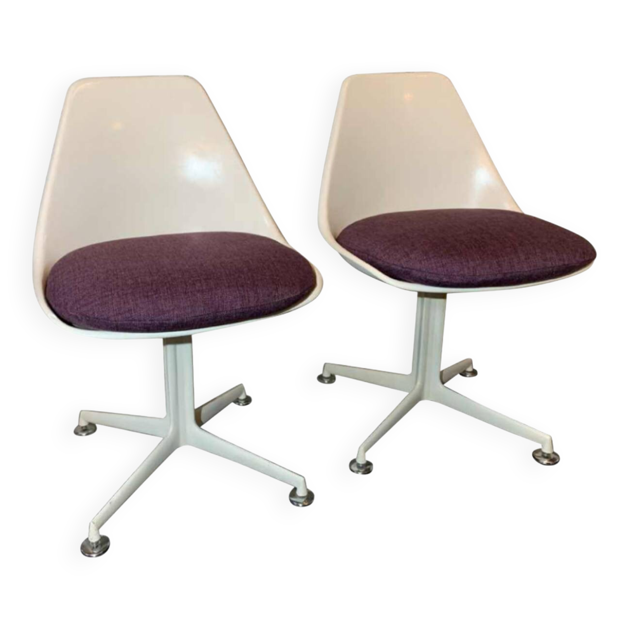 Pair of swivel "Tulip" chairs, 1960, MAURICE BURKE for ARKANA