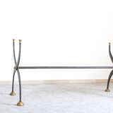 Table en fer forgé avec verre laqué noir, Italia années 1970
