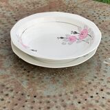 Set of two art deco porcelain dishes, limoges france, BRB, pink flowers