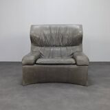 Vela Alta leather lounge chair and ottoman by Giovanni Offredi for Saporiti, Italy, 1970s