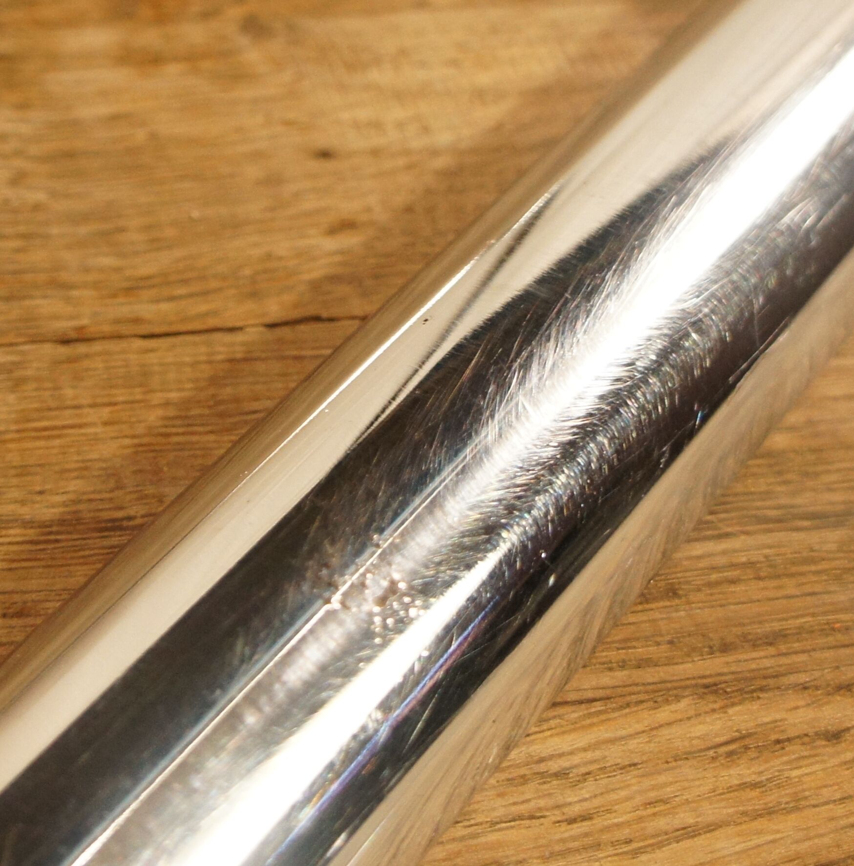 Cantilever chair with chrome metal armrests & blue wool