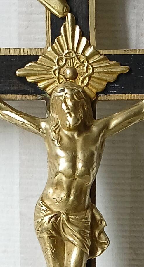 Bronze & ebony "skull" crucifix 19th century